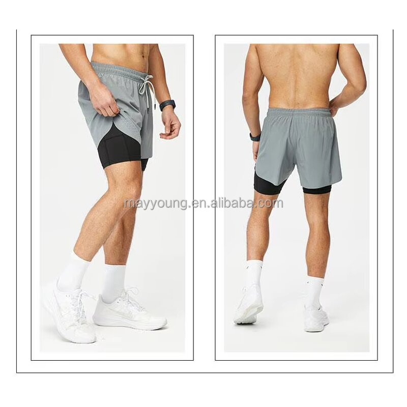 Gym Shorts Manufacturer - OEM Men's Quick Dry Polyester Spandex 2-in-1 Training Liner