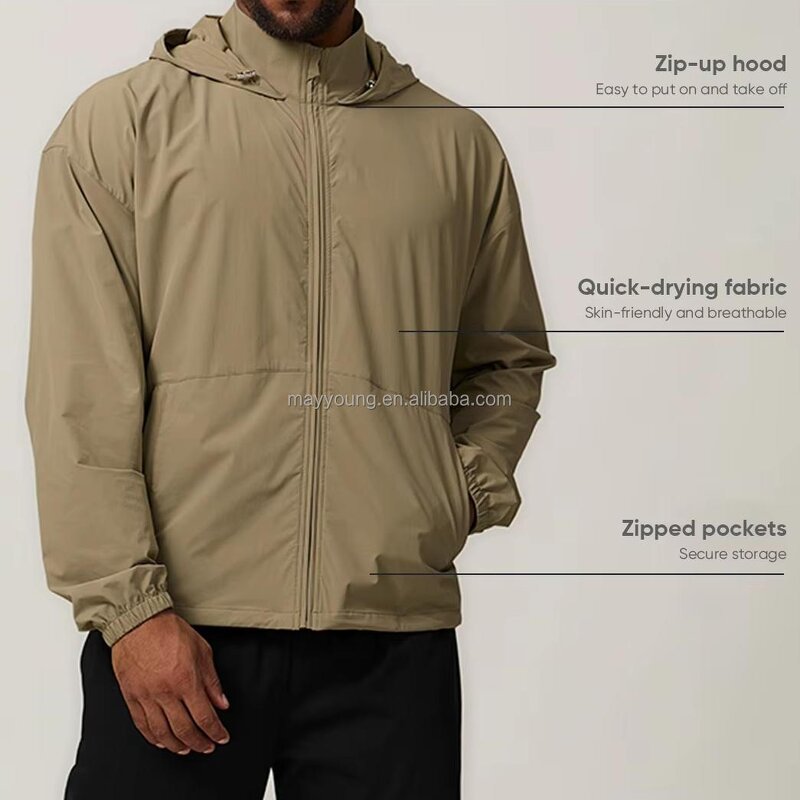 Men's Sports Jacket Factory - OEM Outdoor UV Proof Waterproof Anti-Wrinkle Zipper Hood