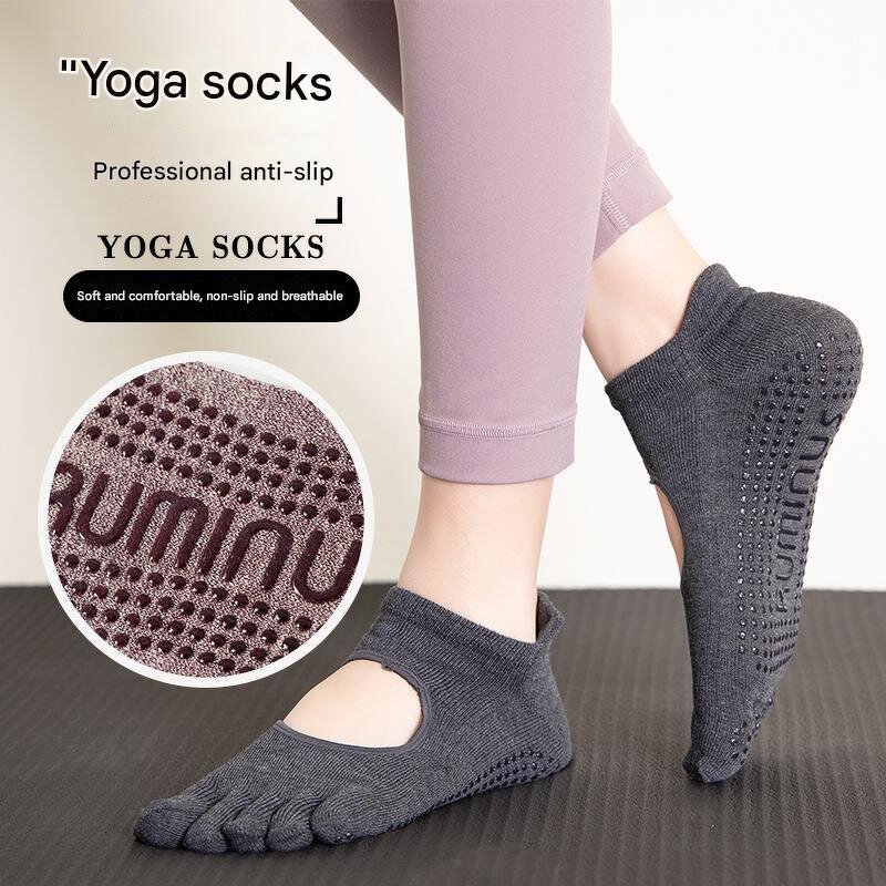 Pilates Socks Manufacturer - OEM Custom Made Non-Slip 5 Toe Crew Socks Free Size