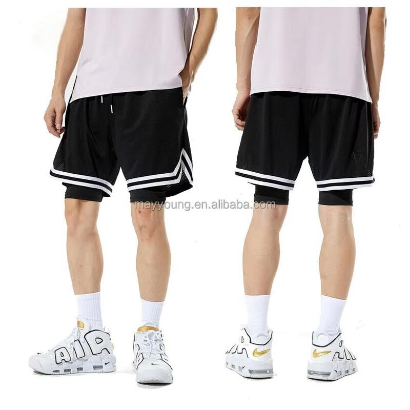 Gym Shorts Manufacturer - OEM Men's Quick Dry Polyester Spandex 2-in-1 Training Liner