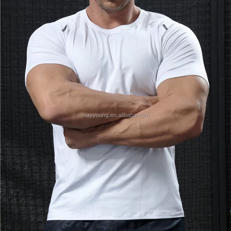 Compression Gym Shirt Manufacturer - OEM Men's Athletic Quick Dry Breathable Polyester Muscle