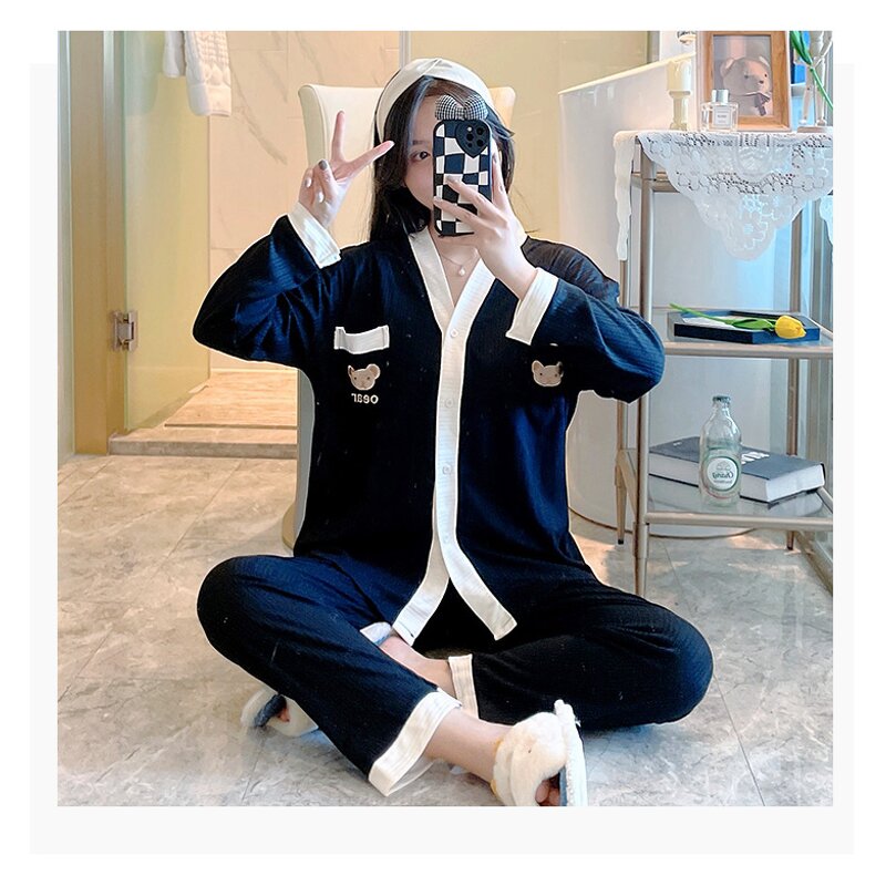 V-neck Pajamas Factory - OEM Women Fashion Milk Silk Buttons Home Dress Sleepwear