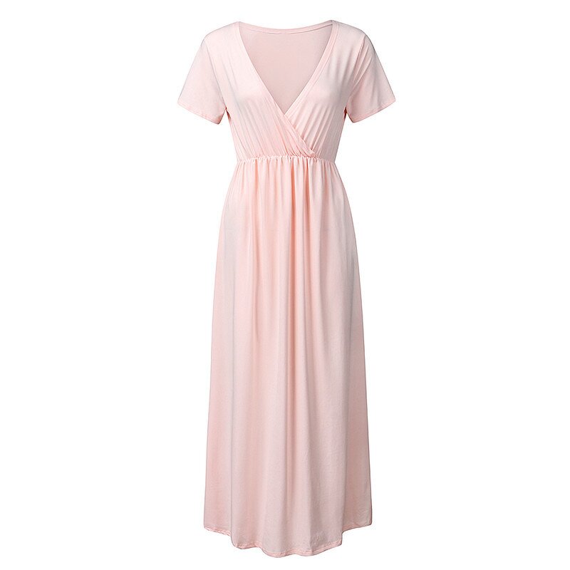 Maternity Clothing Manufacturer - OEM Plus Size V Neck Expansion Skirt Maxi Dress