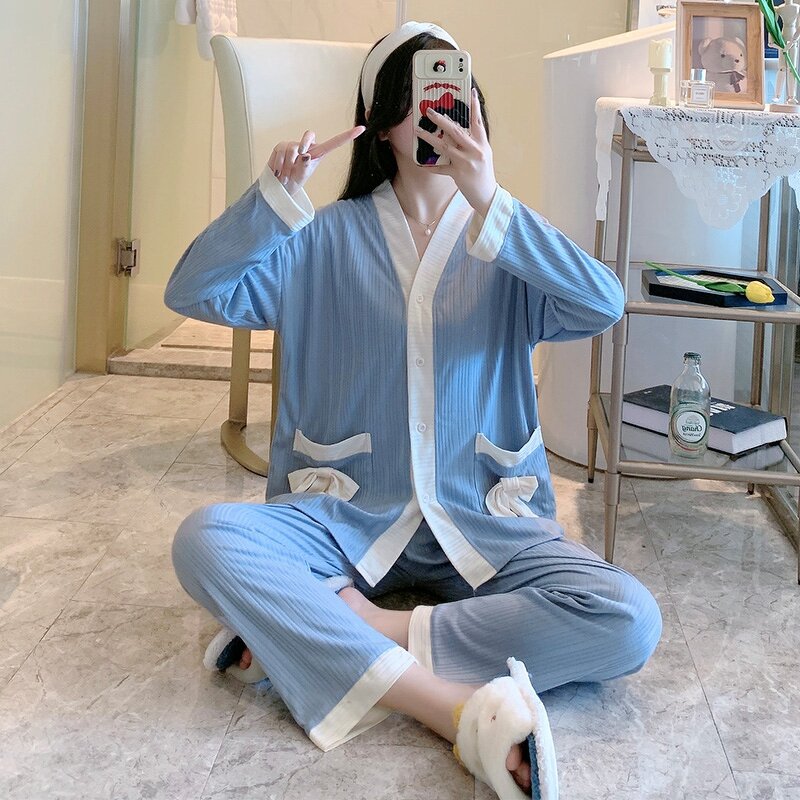 V-neck Pajamas Factory - OEM Women Fashion Milk Silk Buttons Home Dress Sleepwear