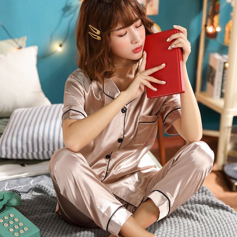 Short Sleeve Pajamas Factory - OEM Fashion Ladies Large Solid Color Comfortable Set