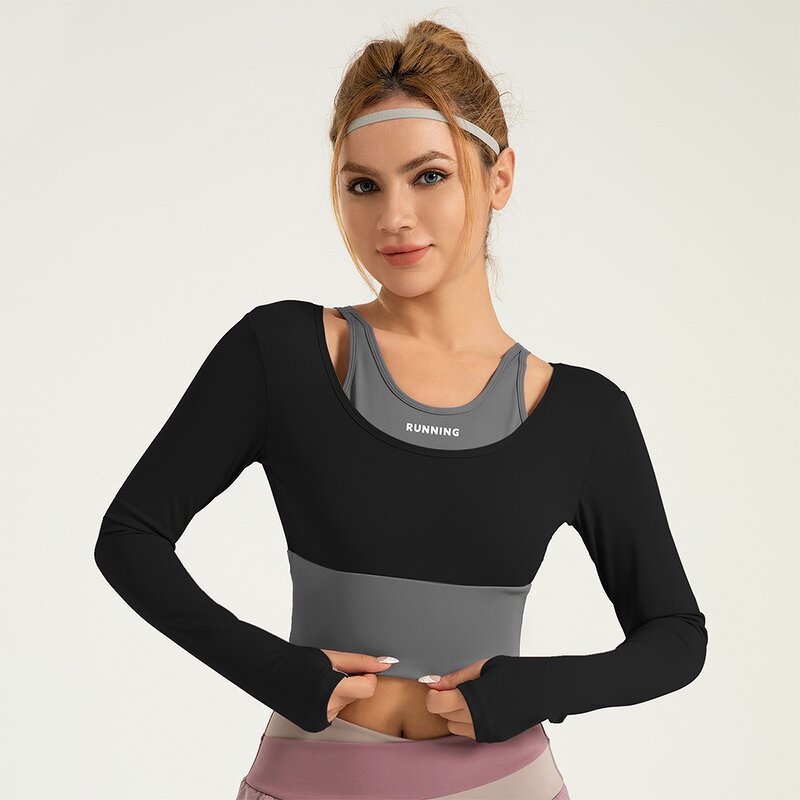 Crop Workout Top Factory - OEM Long Sleeve Custom Breathable Gym Quick Dry Sportswear