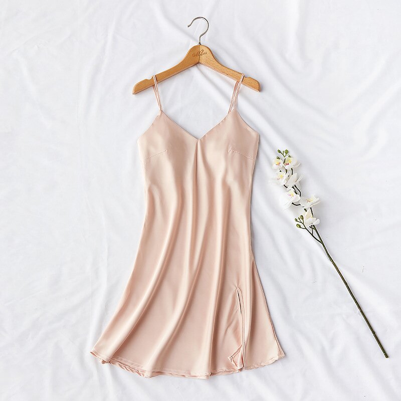 Ice Silk Pajamas Factory - OEM Ladies Halter Dress Europe America Fashion Nightdress