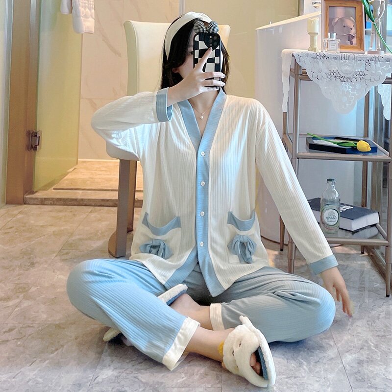 V-neck Pajamas Factory - OEM Women Fashion Milk Silk Buttons Home Dress Sleepwear