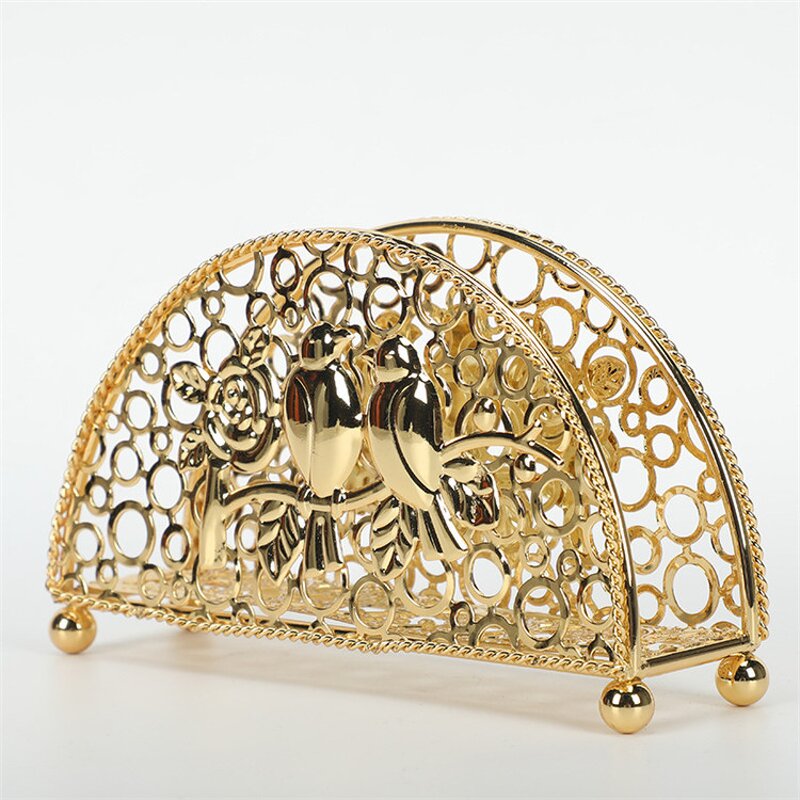 Metal Tissue Holder Stand Factory - OEM Western Retro Gold Napkin for Home Wedding Restaurant