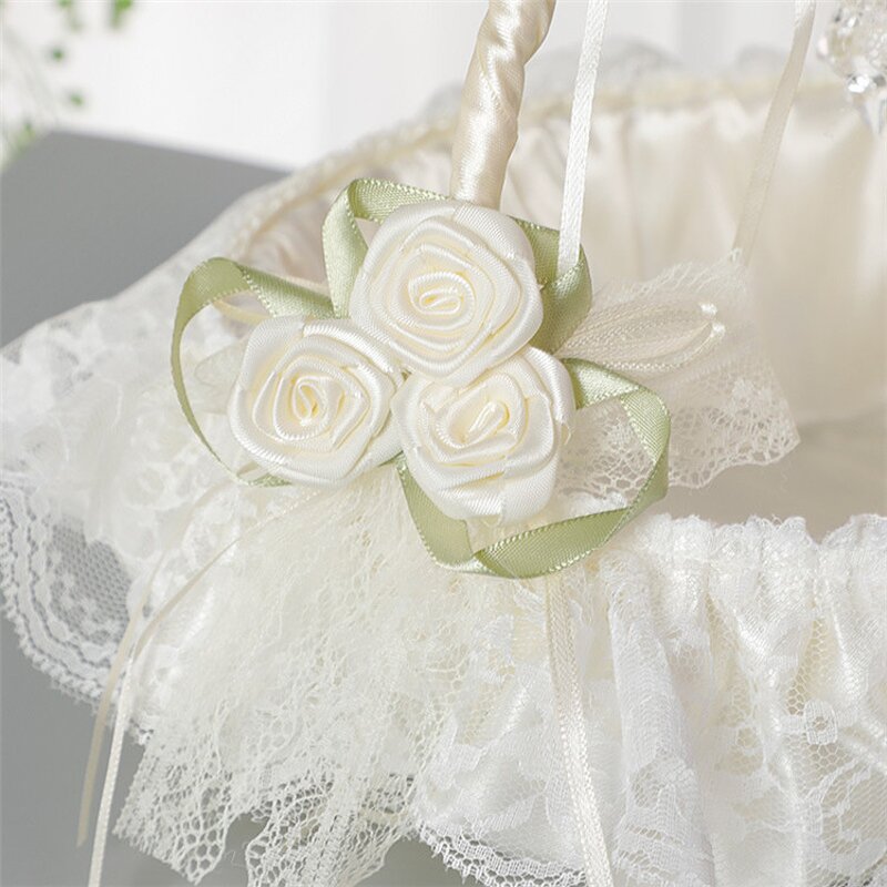 Lace Flower Basket Factory - OEM Small Woven Portable Storage for Engagement Party