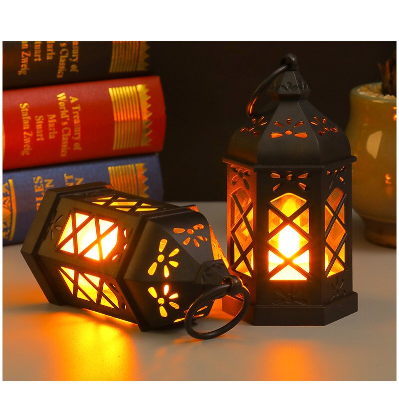 Hanging LED Candle Lantern Factory - OEM Wholesale Vintage Black Hexagonal Flickering