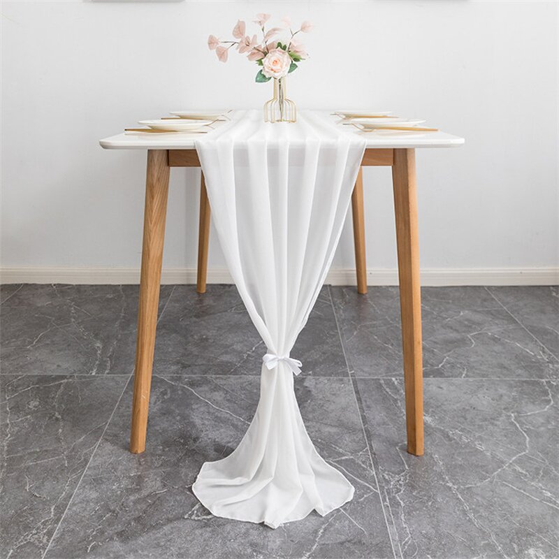 Chiffon Table Runners Manufacturer - OEM Nordic Style Fancy White Pink for Events