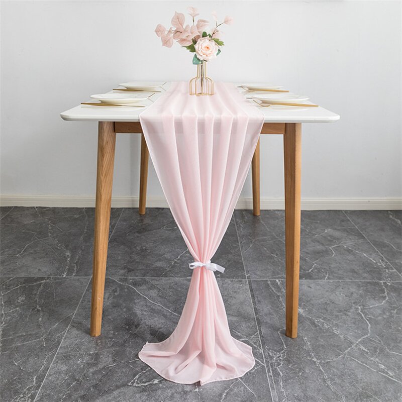 Chiffon Table Runners Manufacturer - OEM Nordic Style Fancy White Pink for Events