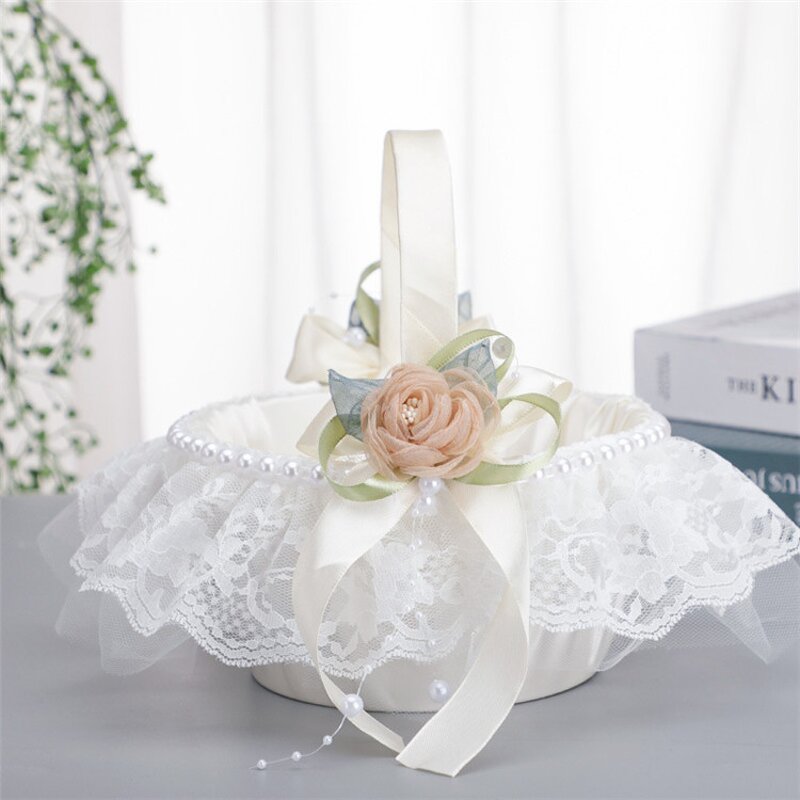 Flower Basket Factory - OEM Western Style White with Handle for Party Celebration Favors