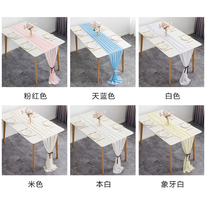 Chiffon Table Runners Manufacturer - OEM Nordic Style Fancy White Pink for Events