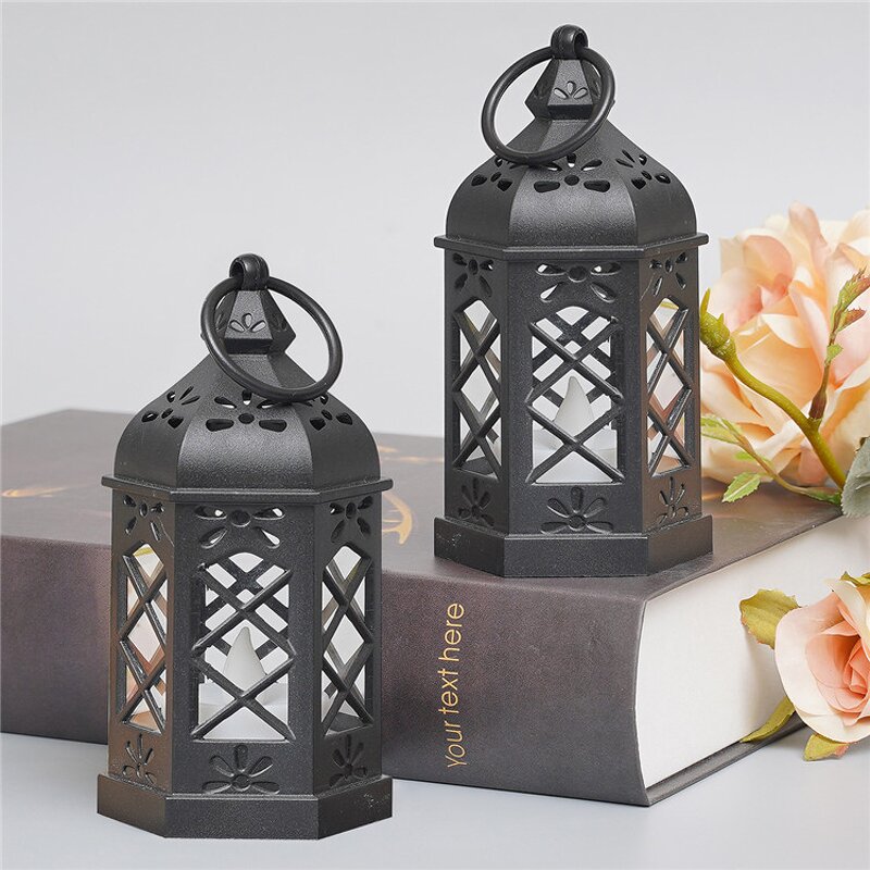 Hanging LED Candle Lantern Factory - OEM Wholesale Vintage Black Hexagonal Flickering