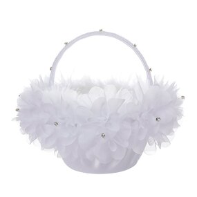 Flower Basket Factory - OEM White Wedding Girl Scattering with Handle for Bridal Shower