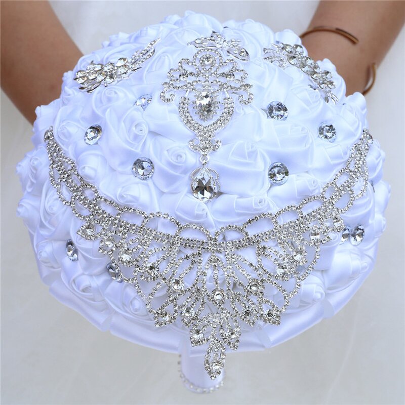 Artificial Silk Rose Bouquet Manufacturer - OEM Luxury Handmade with Satin Ribbon Crystal