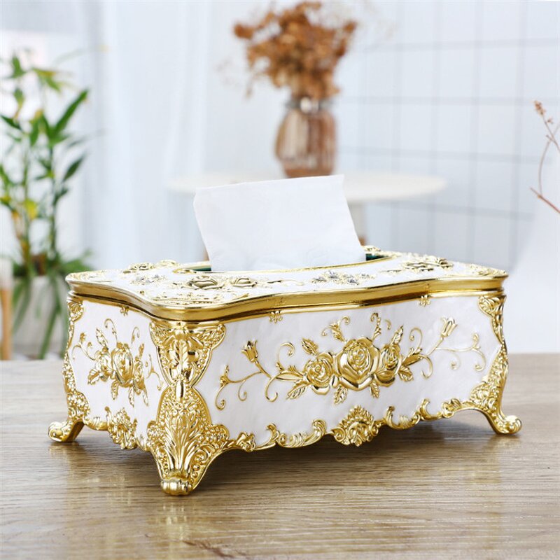 Rose Carving Tissue Box Holder Manufacturer - OEM European Style Home Living Room Ornaments