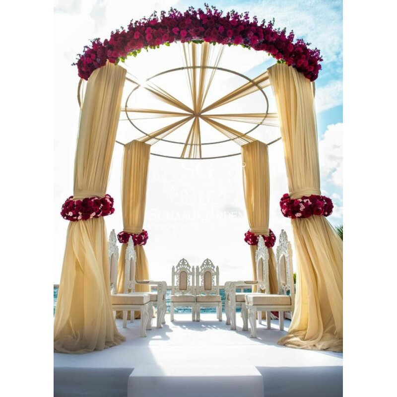 Double Round Top Stand Factory - OEM Adjustable Curtain Frame for Wedding Decoration Backdrop