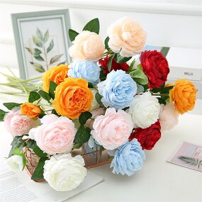 Artificial Silk Flower Manufacturer - OEM Wholesale 3-Head Peony for Table Centerpiece