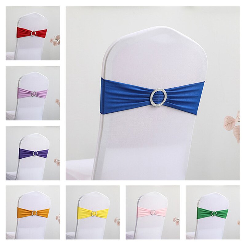 Chair Sash Factory - OEM Banquet Solid Color Decorative Bow Elastic Straps