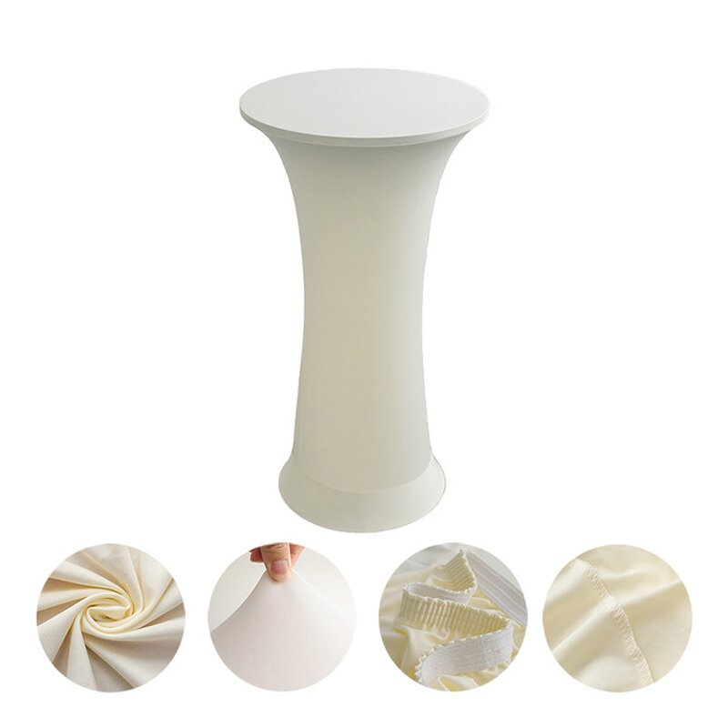 Round Tablecloth Factory - OEM Stretch Solid Colour Bar Table Cove for Wedding