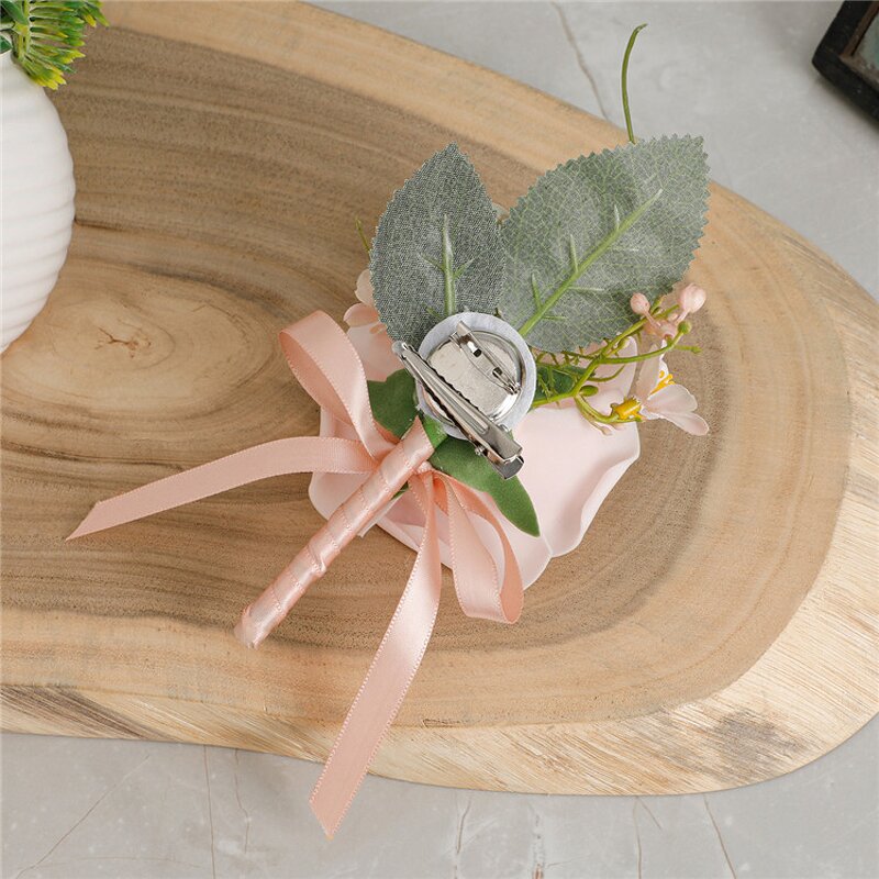 Rose Wrist Corsage Manufacturer - OEM European Artificial for Bride Groom Wedding Decoration