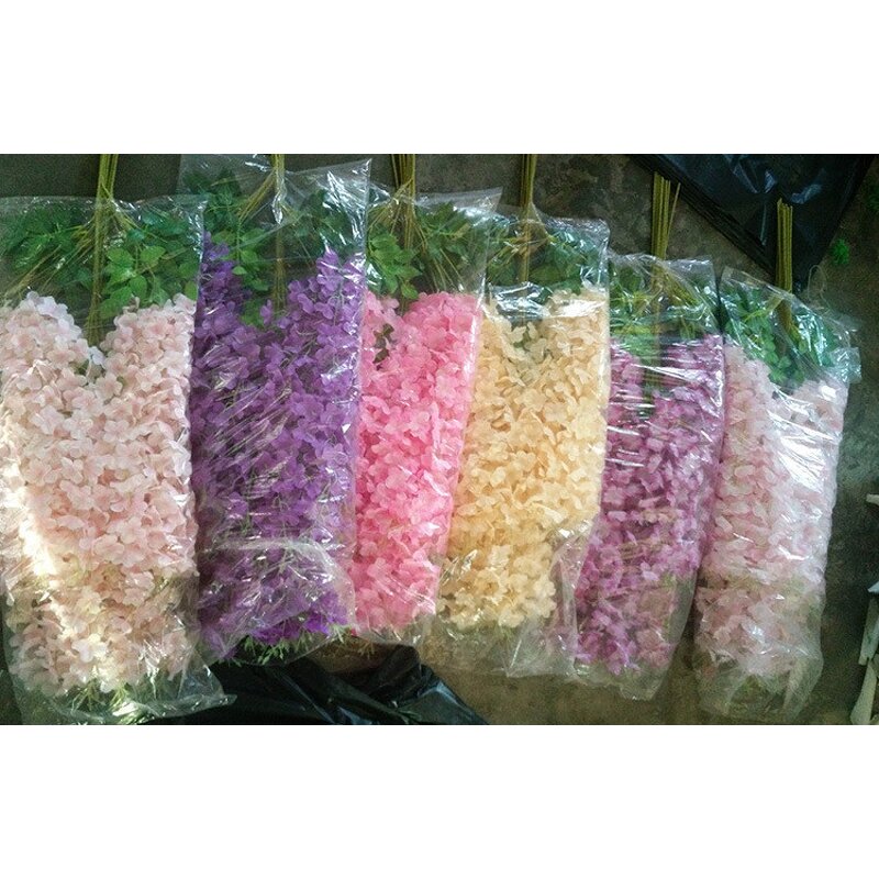 Artificial Silk Wisteria Factory - OEM Wholesale Set of 12 Vine Hanging Wall Ceiling