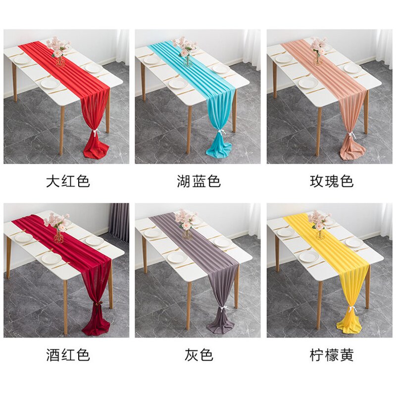 Chiffon Table Runners Manufacturer - OEM Nordic Style Fancy White Pink for Events