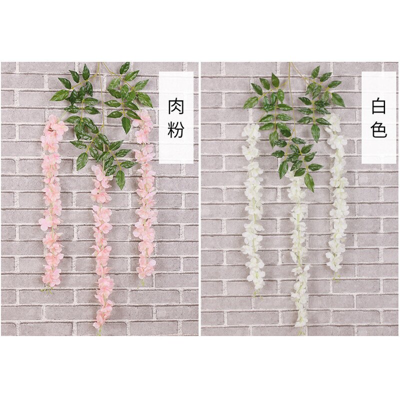 Artificial Silk Wisteria Factory - OEM Wholesale Set of 12 Vine Hanging Wall Ceiling