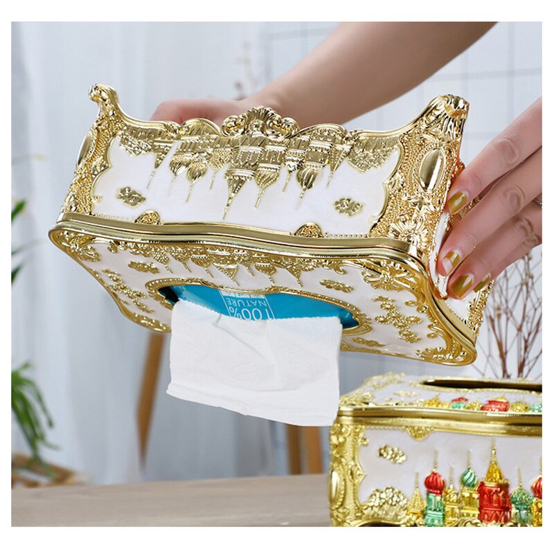 Acrylic Tissue Boxes Manufacturer - OEM European Architectural Castle Carving for Car Hotel