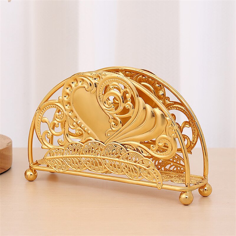 Metal Paper Towel Holder Factory - OEM Luxurious Gold Tissue for Table Decoration