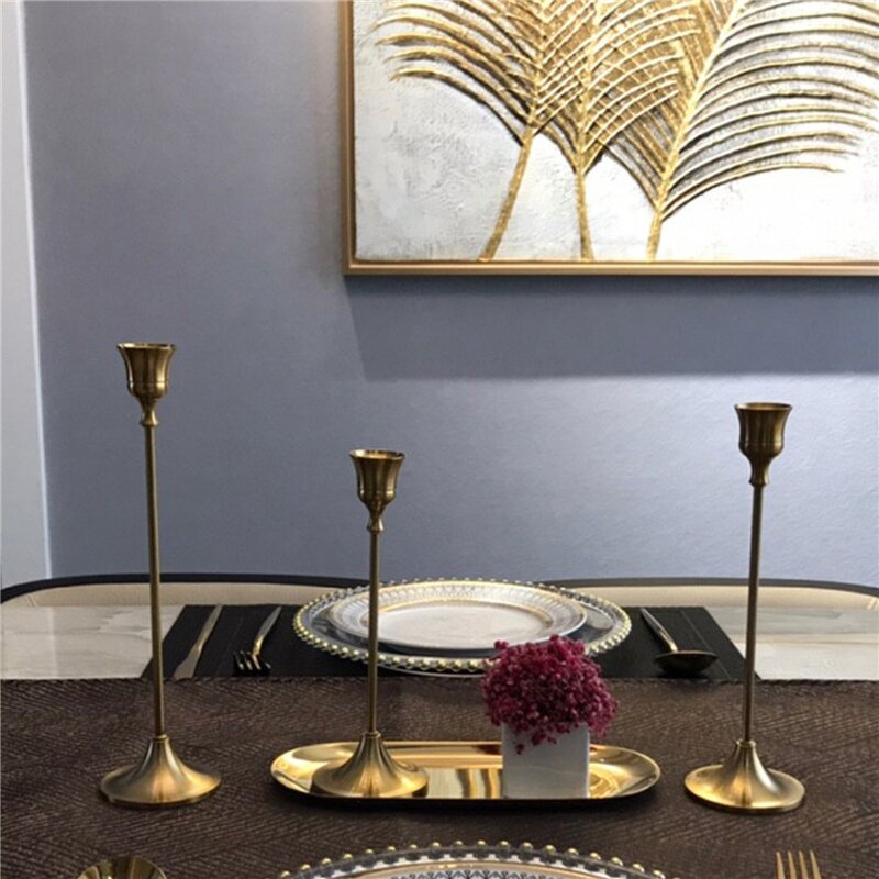 Tapered Candlestick Factory - OEM Wholesale Hot Selling Simple Metal Iron Gold