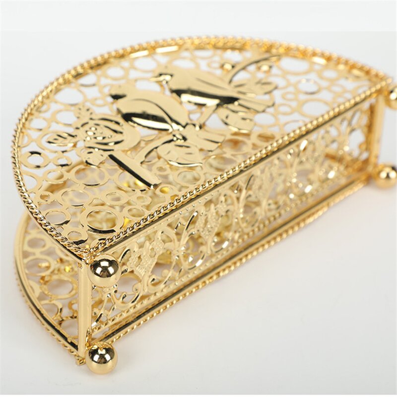 Metal Tissue Holder Stand Factory - OEM Western Retro Gold Napkin for Home Wedding Restaurant