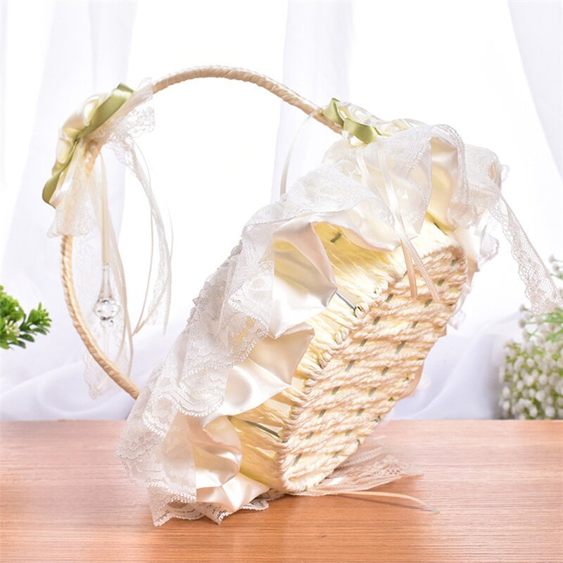 Bridal Flower Basket Manufacturer - OEM Mini Gift Bamboo Lace Bowknot for Wedding Party