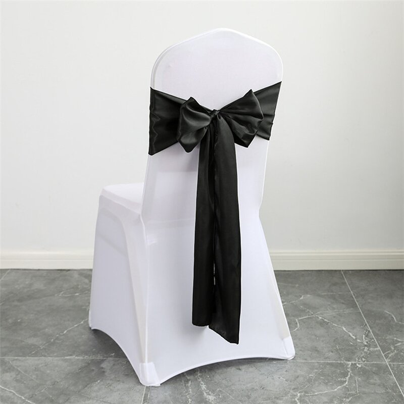 Wedding Chair Sash Factory - OEM Gold Ribbon Satin Bow Bands for Banquet Reception