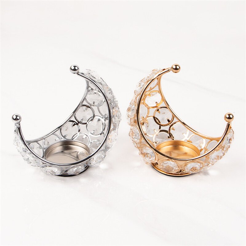 Moon Candlestick Manufacturer - OEM Wholesale Luxury Gold Metal Romantic Crystal Stand