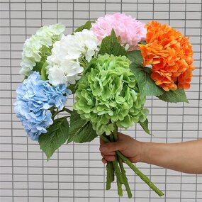 Artificial Hydrangea Flower Factory - OEM Plastic Silk White Real Touch Single Stem