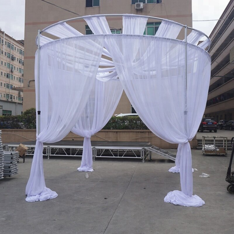 Double Round Top Stand Factory - OEM Adjustable Curtain Frame for Wedding Decoration Backdrop