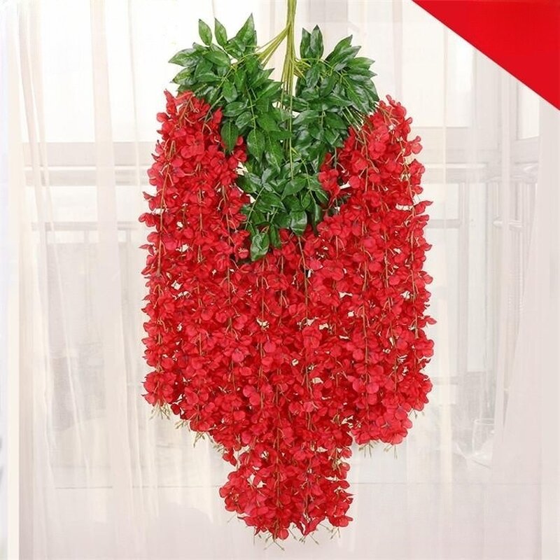Artificial Silk Wisteria Factory - OEM Wholesale Set of 12 Vine Hanging Wall Ceiling