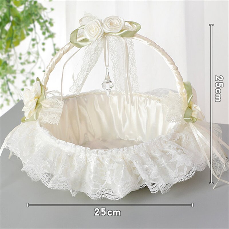 Lace Flower Basket Factory - OEM Small Woven Portable Storage for Engagement Party