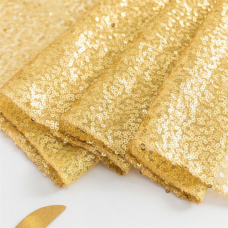 Sequin Table Runner Factory - OEM Hot Sale Embroidered Gold Glitter for Wedding Party
