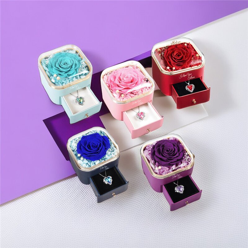 Preserved Rose Jewelry Box Manufacturer - OEM Wholesale Luxury Creative with Necklace Accessory