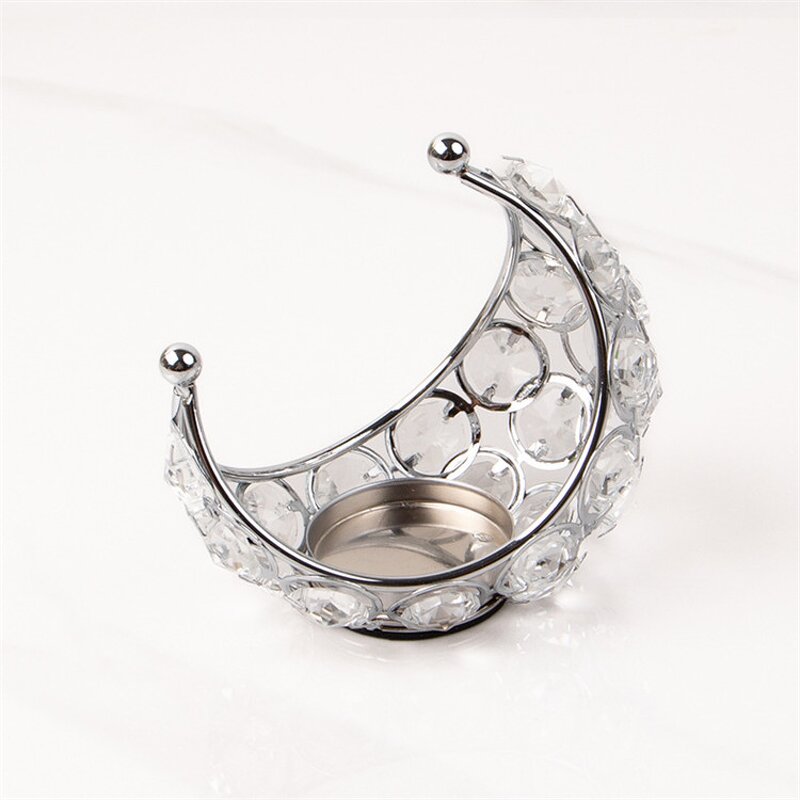 Moon Candlestick Manufacturer - OEM Wholesale Luxury Gold Metal Romantic Crystal Stand