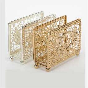 Metal Napkin Holder Manufacturer - OEM Wholesale Luxury Silver Gold Hollowed Tissue Rack