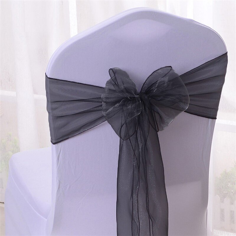 Organza Chair Sashes Factory - OEM Cheap Solid Color Wedding Banquet Sheer Back Bows