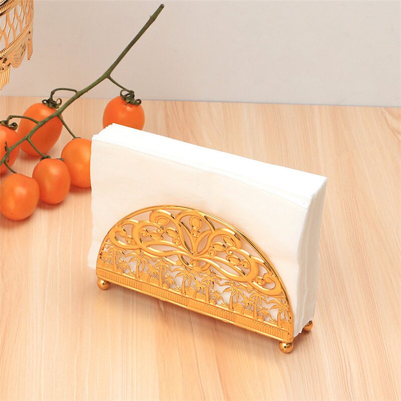 Tissue Paper Holder Factory - OEM Modern Luxury Golden Metal for Home Kitchen Table