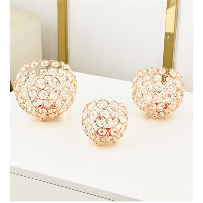 Crystal Tealight Holders Manufacturer - OEM Metal Gold for Christmas Wedding Table Top