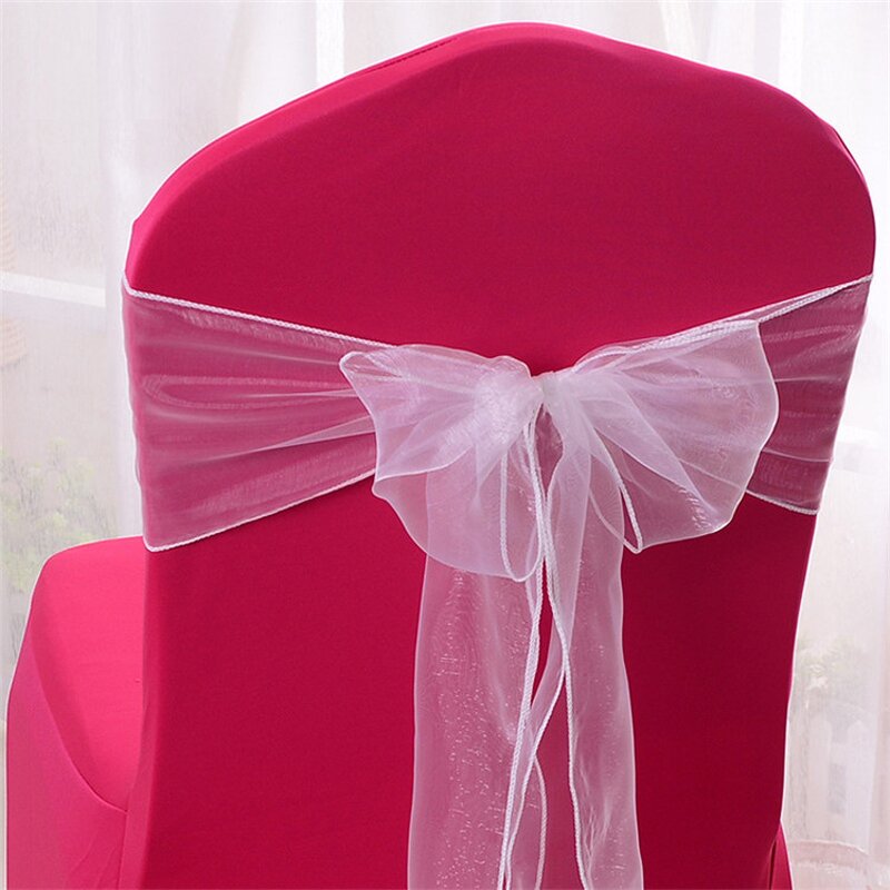 Organza Chair Sashes Factory - OEM Cheap Solid Color Wedding Banquet Sheer Back Bows
